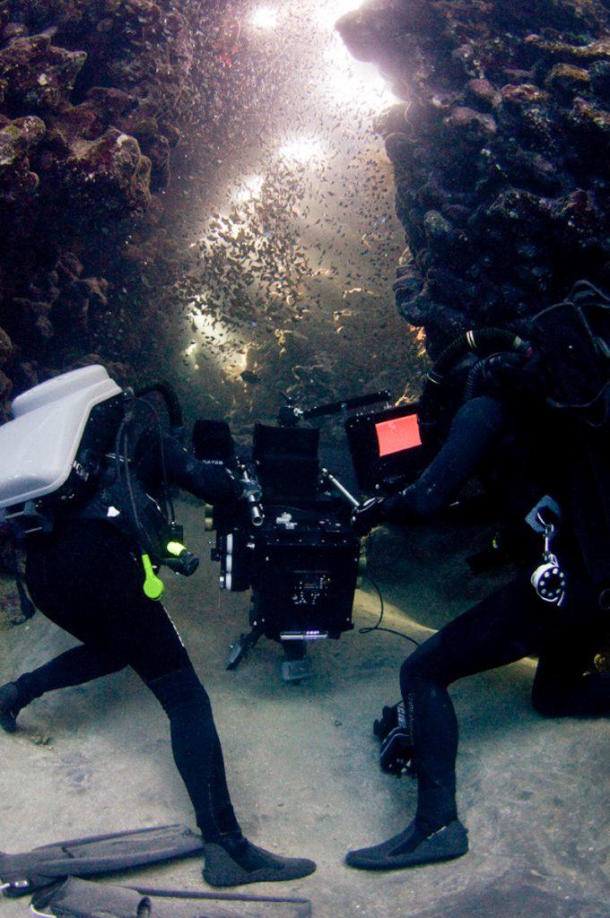 Doug Anderson and Hugh Miller film Lion Fish hunting Glass fish in 3D for BBC Enchanted Kingdom, Red Sea  BBC Netflix Apple TV Wildlife Filming Filmmaking Underwater Natural History Ocean Cinematography Gates  Housings Nauticam REvo Rebreathers SCUBA