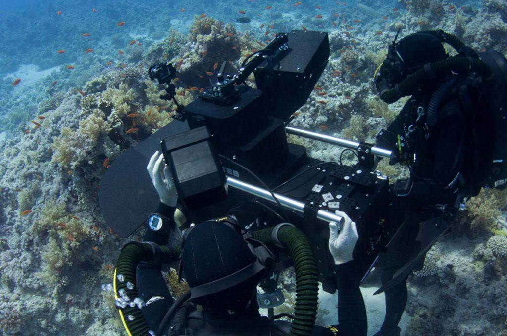 Doug Anderson and Hugh Miller filming on Gates 3D housing for BBC’s Enchanted Kingdom, Red Sea  BBC Netflix Apple TV Wildlife Filming Filmmaking Underwater Natural History Ocean Cinematography Gates  Housings Nauticam REvo Rebreathers SCUBA