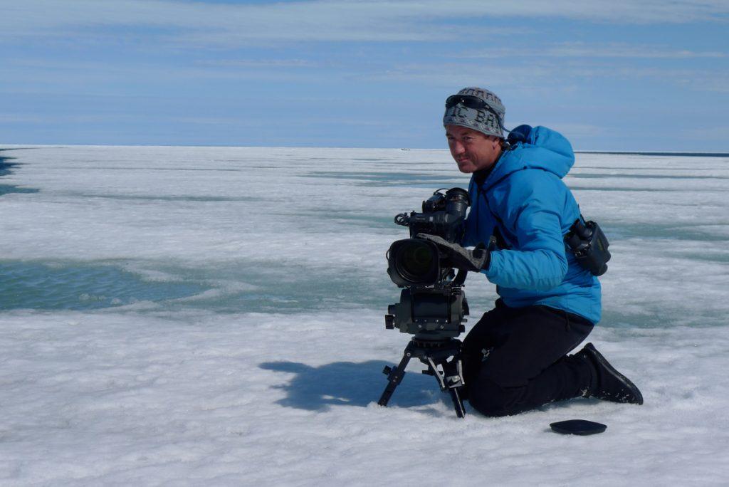 BBC Netflix Apple TV Wildlife Filming Filmmaking Underwater Natural History Ocean Cinematography Gates  Housings Nauticam REvo Rebreathers SCUBA Finistare clothing Doug Anderson filming Ice Whales from the flow edge.
